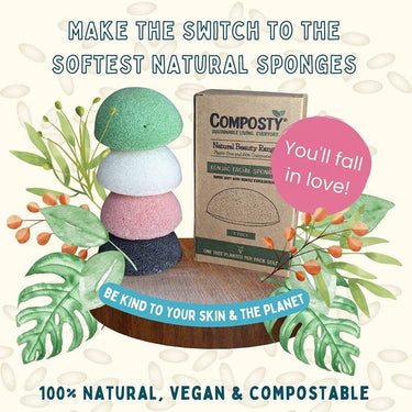 Composty Compostable Konjac Facial Sponges - 4 Pack