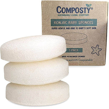 Composty Compostable Konjac Baby Sponges - 3 Pack