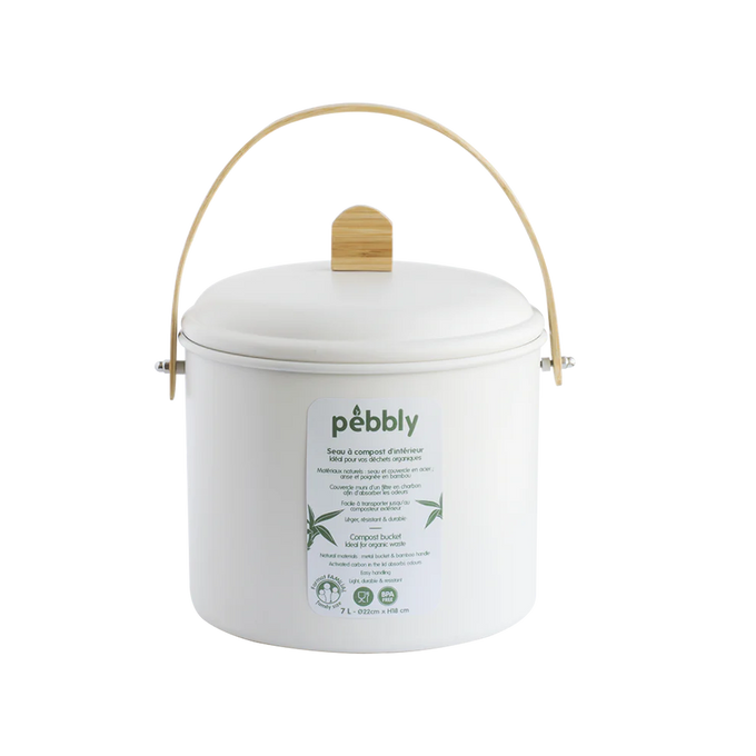 Pebbly 7 litre Cream Compost Caddy + Filter