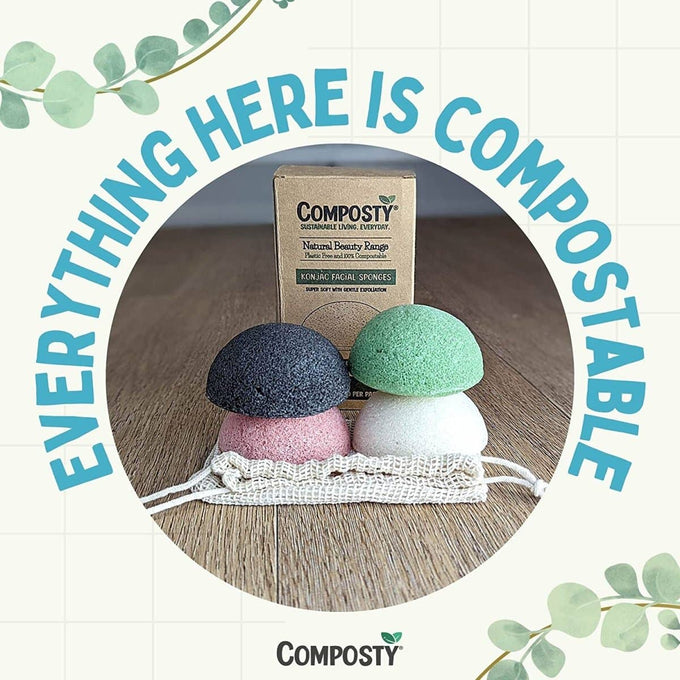 Composty Compostable Konjac Facial Sponges - 4 Pack