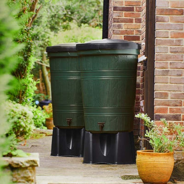 Cloudburst 200 Litre Water Butt Double Kit in situ