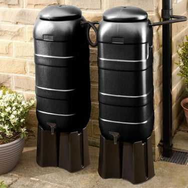 Mini Rainsaver 100 Litre Black Water Butt Double Kit in situ