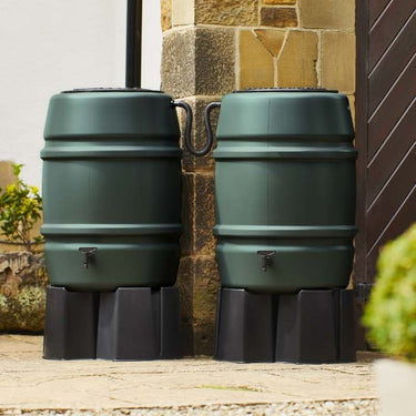 Harcostar 168 Litre Green Water Butt Double Kit in situ | EvenGreener