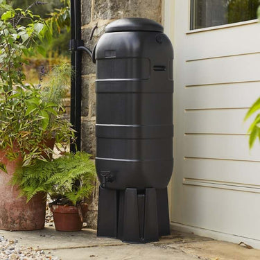 Mini Rainsaver 100 Litre Black Water Butt Kit in situ