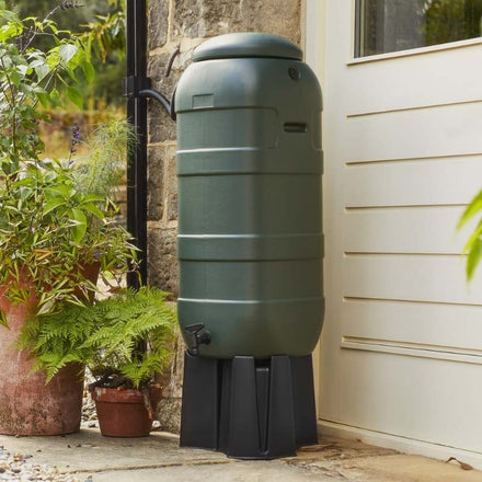 Mini Rainsaver 100 Litre Green Water Butt Kit in situ