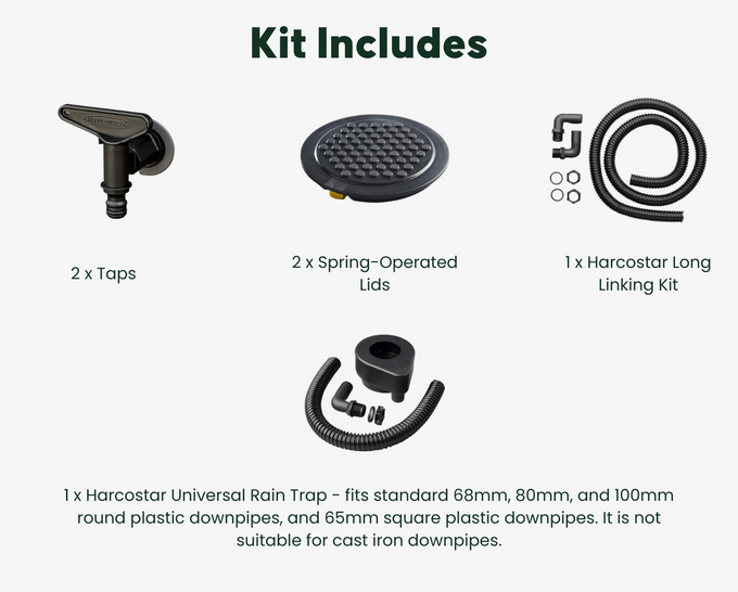 Harcostar 114 Litre Green Water Butt Double Kit
