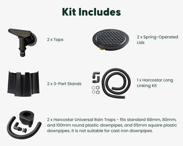 Harcostar 227 Litre Green Water Butt Double Kit